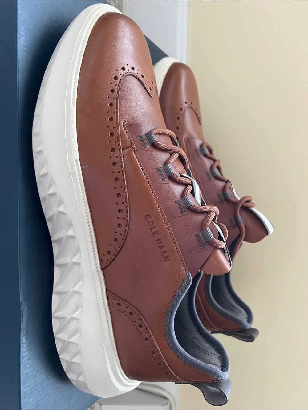 Cole Haan Men’s Zerogrand Brown Leather WFA Derby with White Sole